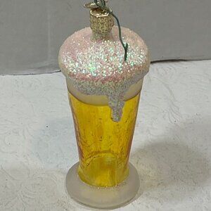 Old World Christmas Glass Blown Beer Hanging Holiday Glitter Ornament1.5"x4.25"